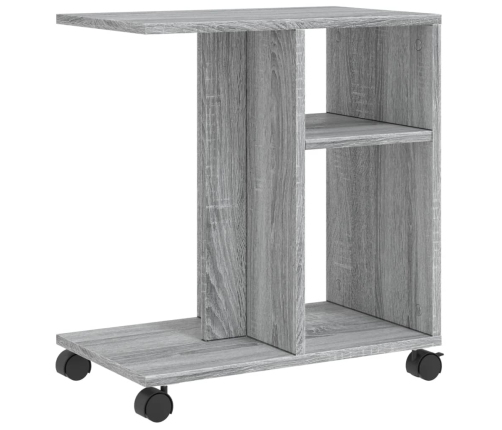 vidaXL Mesa auxiliar ruedas madera ingeniería gris Sonoma 50x30x55 cm