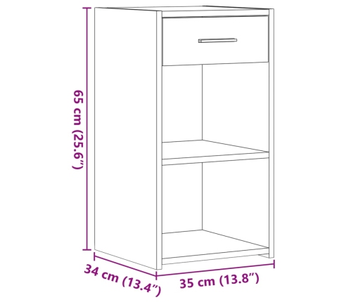 Mesitas noche 2 uds madera ingeniería roble ahumado 35x34x65 cm