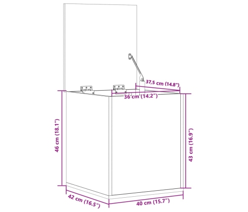 Caja de almacenaje madera de ingeniería negro 40x42x46 cm