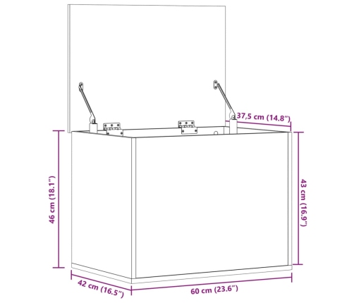 Caja de almacenaje madera de ingeniería negro 60x42x46 cm