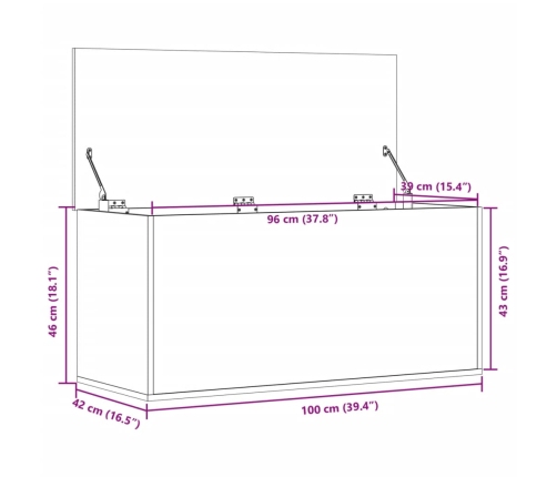 Caja de almacenaje madera de ingeniería blanca 100x42x46 cm