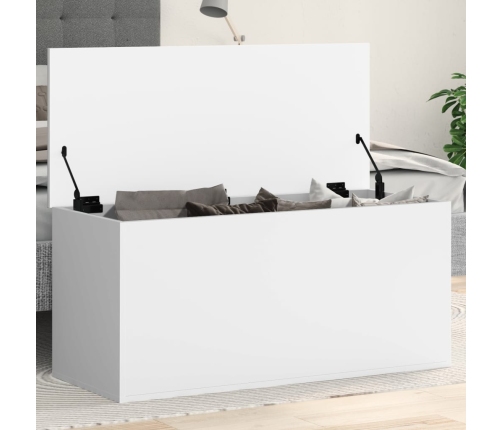 Caja de almacenaje madera de ingeniería blanca 100x42x46 cm