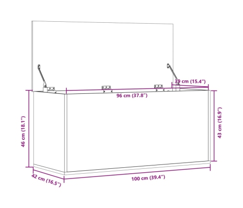 Caja de almacenaje madera ingeniería roble Sonoma 100x42x46 cm