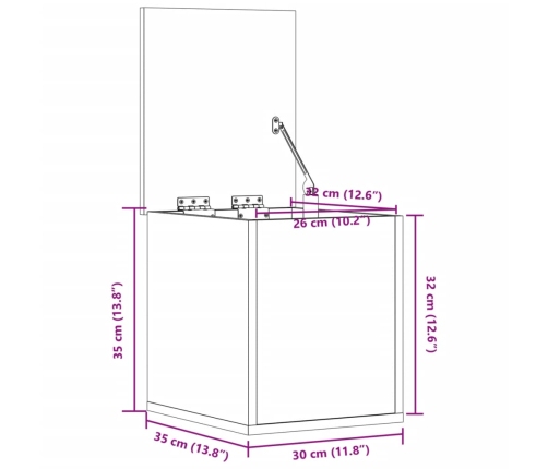 Caja de almacenaje madera de ingeniería negro 30x35x35 cm