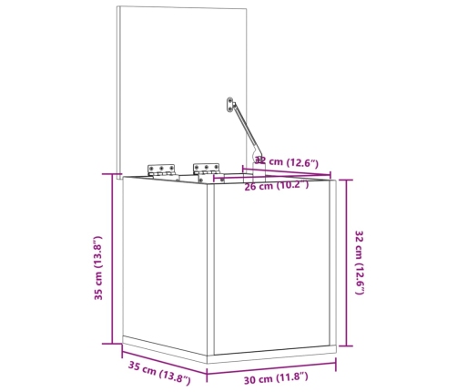 Caja de almacenaje madera ingeniería gris hormigón 30x35x35 cm