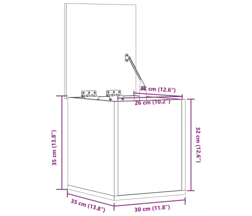 Caja de almacenaje madera ingeniería gris Sonoma 30x35x35 cm