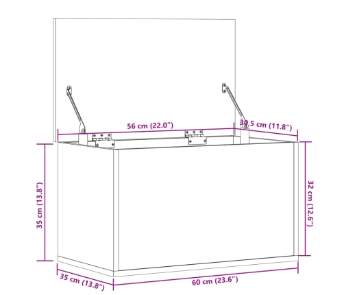 Caja de almacenaje madera ingeniería roble sonoma 60x35x35 cm