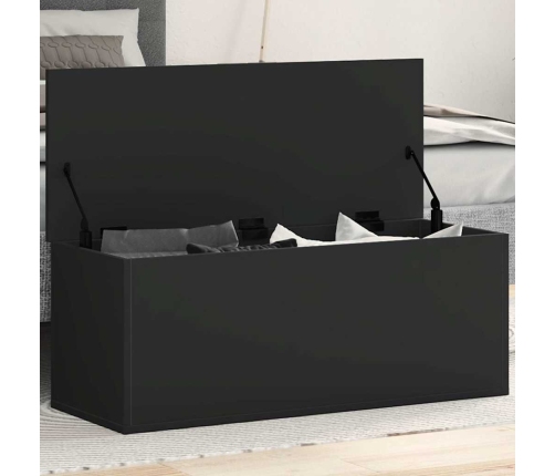 Caja de almacenaje madera de ingeniería negro 90x35x35 cm