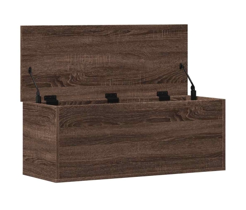 Caja de almacenaje madera ingeniería marrón roble 90x35x35 cm