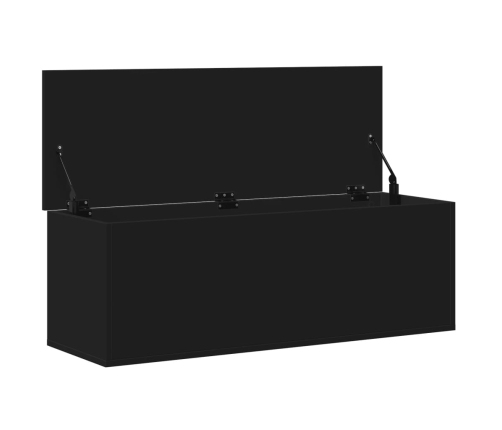 Caja de almacenaje madera de ingeniería negro 102x35x35 cm