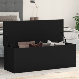 Caja de almacenaje madera de ingeniería negro 102x35x35 cm