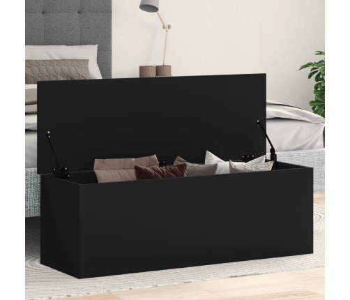 Caja de almacenaje madera de ingeniería negro 102x35x35 cm