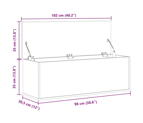 Caja de almacenaje madera ingeniería roble sonoma 102x35x35 cm