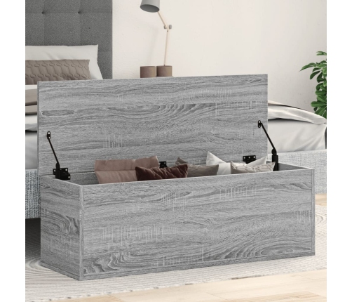 Caja de almacenaje madera ingeniería gris Sonoma 102x35x35 cm