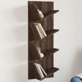 Estantería de pared 4 niveles marrón roble 33x16x90 cm