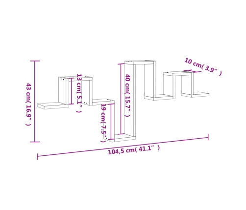 vidaXL Estantería de pared madera de ingeniería blanco 104,5x10x43 cm