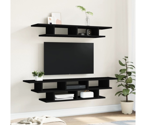 Muebles de TV de pared madera de ingeniería negro