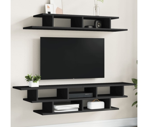 Muebles de TV de pared madera de ingeniería negro