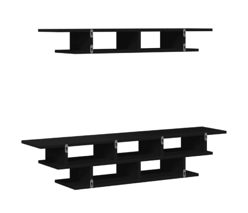 Muebles de TV de pared madera de ingeniería negro