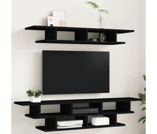 Muebles de TV de pared madera de ingeniería negro