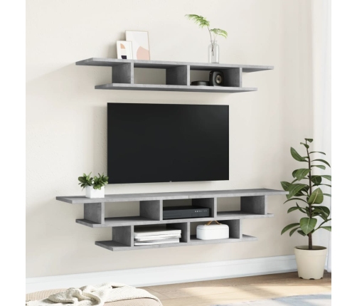 Muebles de TV de pared madera ingeniería gris hormigón