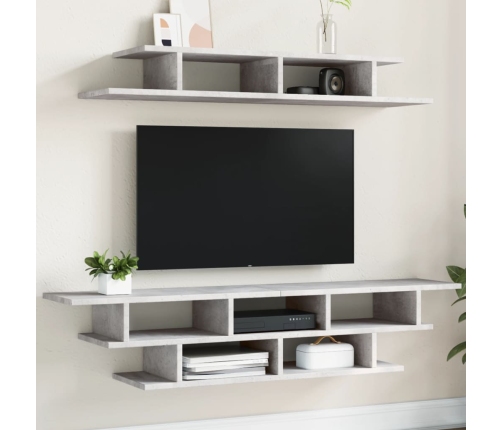 Muebles de TV de pared madera ingeniería gris hormigón