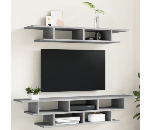 Muebles de TV de pared madera ingeniería gris hormigón