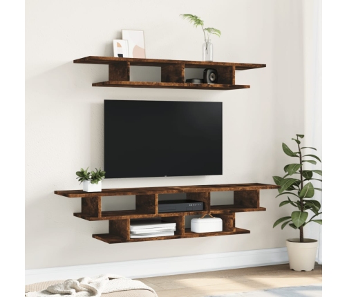 Muebles de TV de pared madera ingeniería roble ahumado