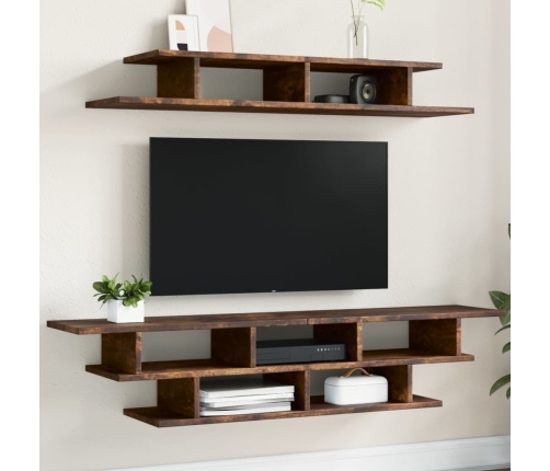 Muebles de TV de pared madera ingeniería roble ahumado