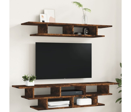 Muebles de TV de pared madera ingeniería roble ahumado