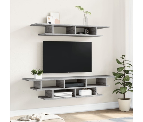 vidaXL Muebles de TV de pared madera de ingeniería gris Sonoma