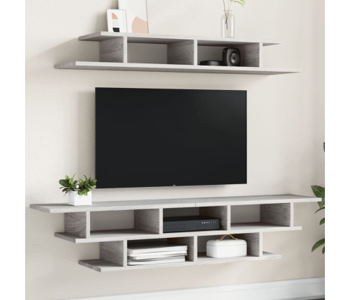 vidaXL Muebles de TV de pared madera de ingeniería gris Sonoma