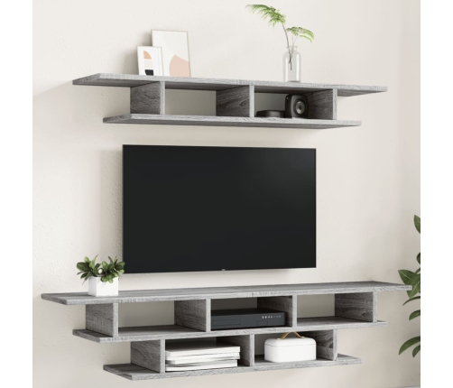 vidaXL Muebles de TV de pared madera de ingeniería gris Sonoma