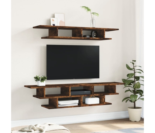 Muebles de TV de pared madera de ingeniería marrón roble