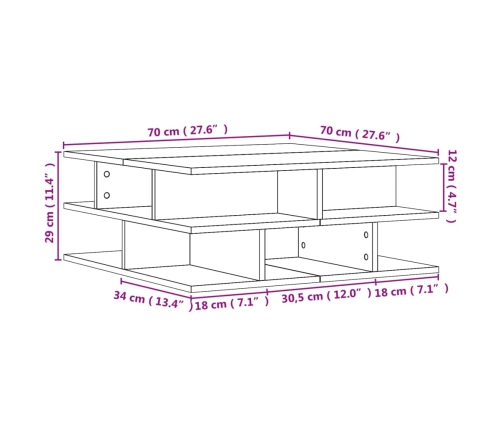 Mesa de centro madera de ingeniería roble Sonoma 70x70x29 cm