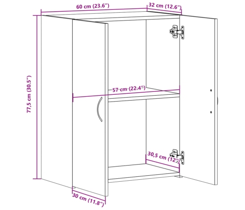 Armario archivador madera de ingeniería blanco 60x32x77,5 cm