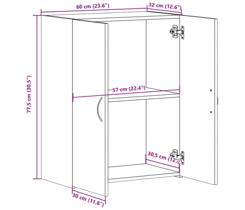 Armario archivador madera ingeniería gris Sonoma 60x32x77,5 cm