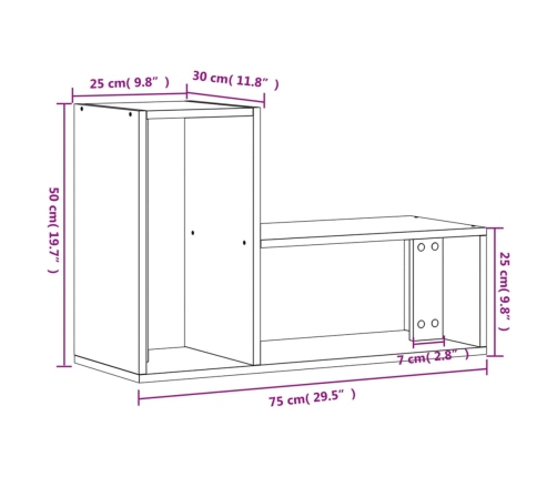 Muebles para TV 2 uds madera de ingeniería blanco 75x30x50 cm