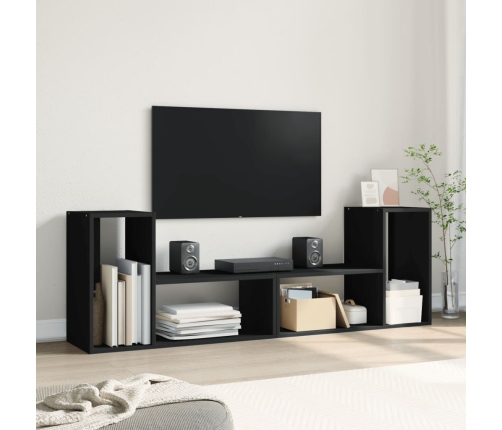 Muebles para TV 2 uds madera de ingeniería negro 75x30x50 cm