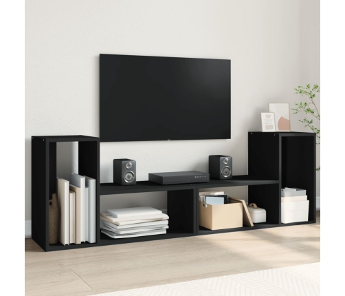 Muebles para TV 2 uds madera de ingeniería negro 75x30x50 cm