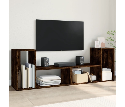 Muebles de TV 2 uds madera ingeniería roble ahumado 75x30x50 cm