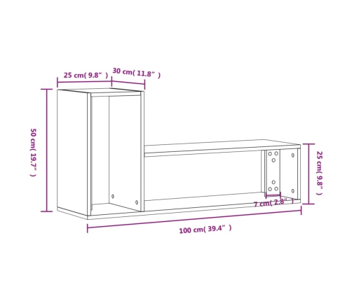 Muebles para TV 2 uds madera de ingeniería blanco 100x30x50 cm