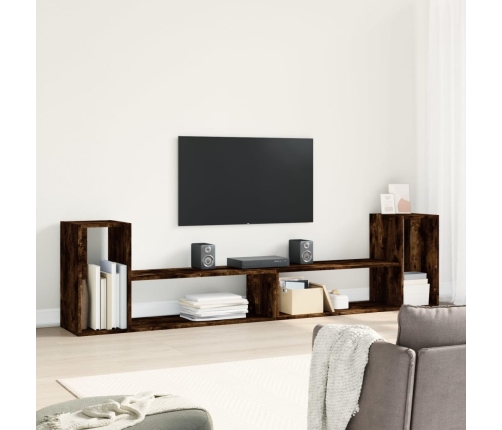 Muebles de TV 2 uds madera ingeniería roble ahumado 100x30x50cm