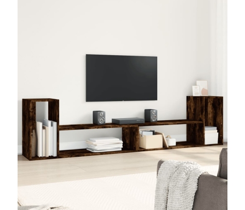 Muebles de TV 2 uds madera ingeniería roble ahumado 100x30x50cm