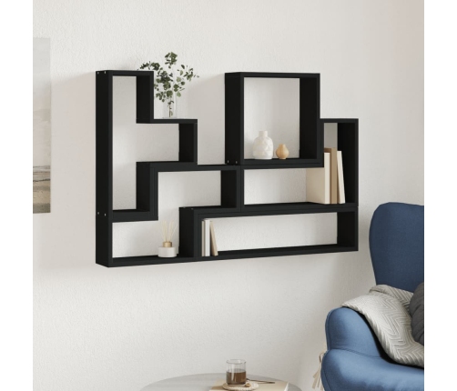 Estantería de pared madera de ingeniería negro 96x12x64 cm