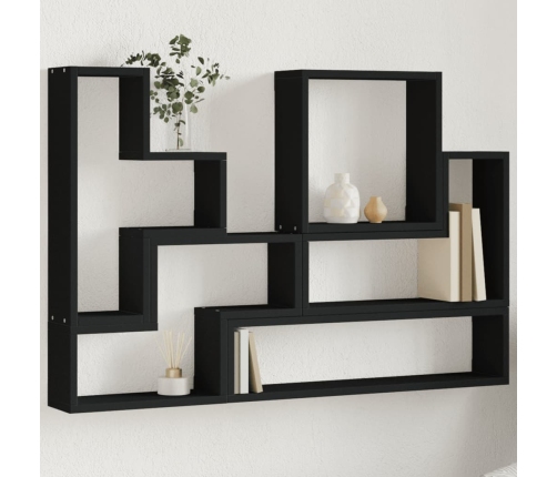 Estantería de pared madera de ingeniería negro 96x12x64 cm