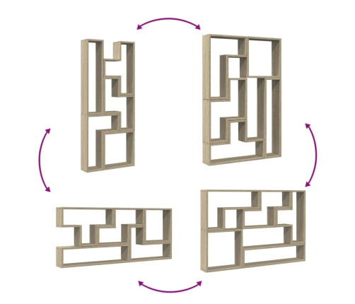 Estantería de pared madera ingeniería roble Sonoma 96x12x64 cm