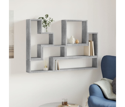 Estantería de pared madera ingeniería gris hormigón 96x12x64 cm