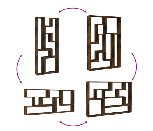 vidaXL Estantería de pared madera ingeniería roble ahumado 96x12x64 cm