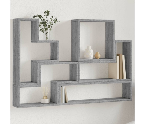 Estantería de pared madera ingeniería gris Sonoma 96x12x64 cm